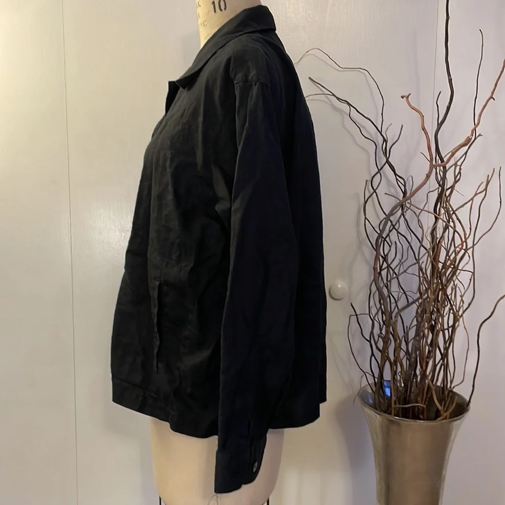 Elisabeth by Liz Claiborne black linen Blazer Size 2 - Picture 4 of 7